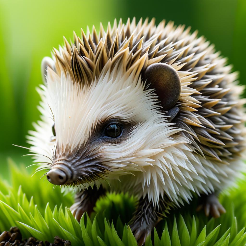 Close-Up of a Baby Hedgehog in Garden