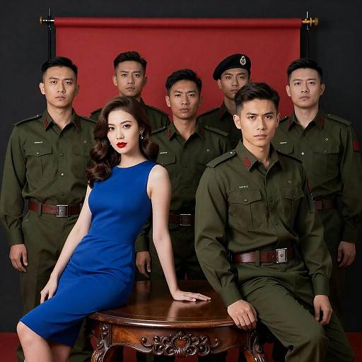 Military Portrait with Bold Red Backdrop