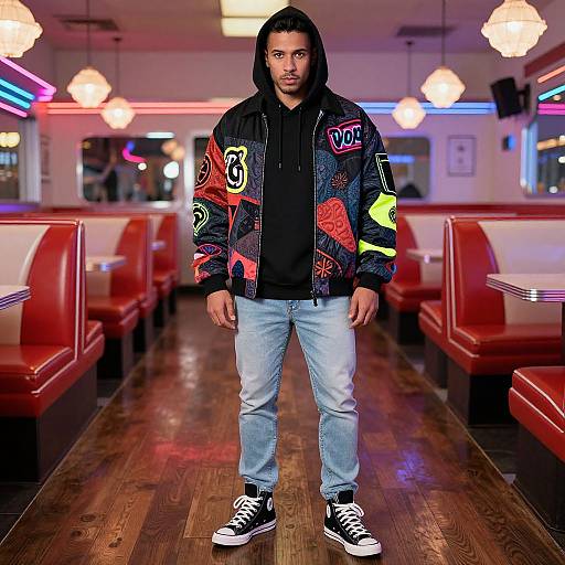 Neon Accent Streetwear Man Portrait