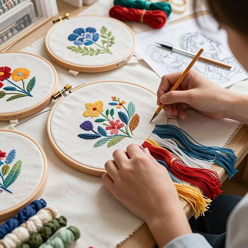 Cozy Hand Embroidery Workspace Scene