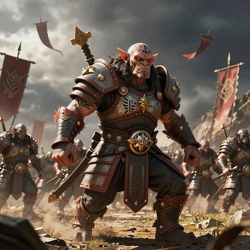 Hobgoblin General Leading Army in Epic Fantasy Battle
