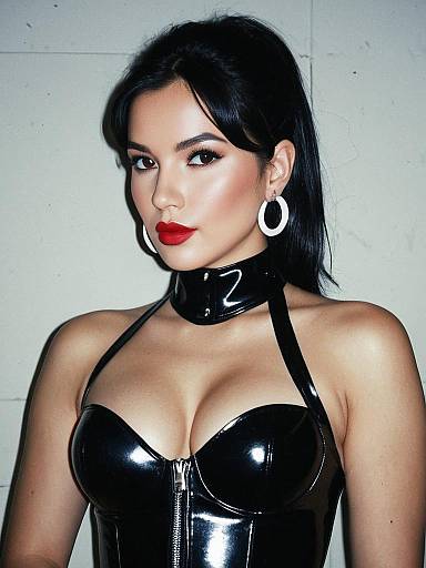 Black Latex Outfit with Jewelry