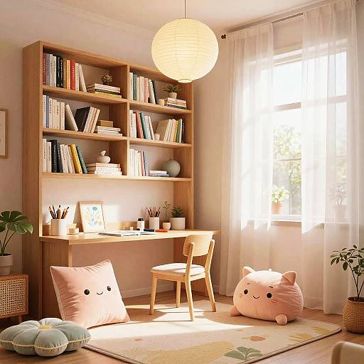 Cozy Pastel Anime Bedroom Scene