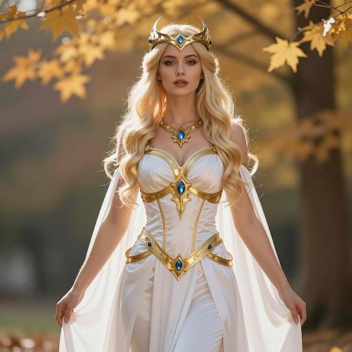 Majestic Virgo Goddess in Autumn Splendor