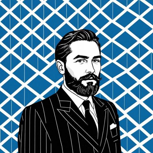 Minimalist Line Art Portrait of Bearded Man