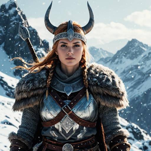 Viking Warrior Queen in Snowy Mountains