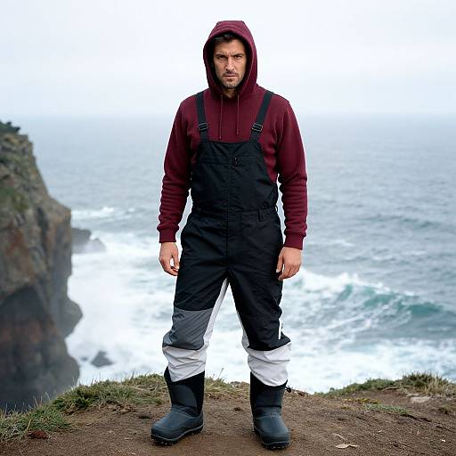 Adventurous Man on Coastal Cliff