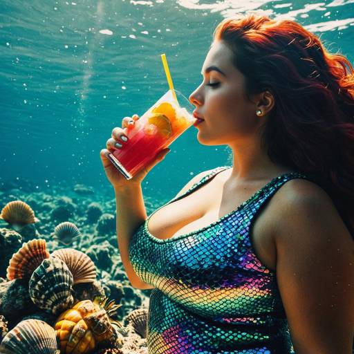 Vibrant Curvy Mermaid with Tropical Punch