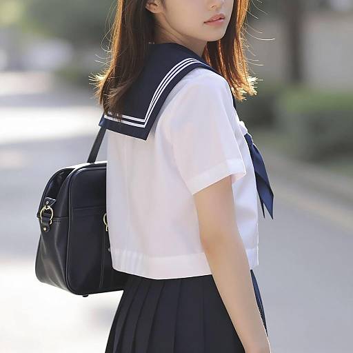 Elegant Japanese Schoolgirl in Soft Light