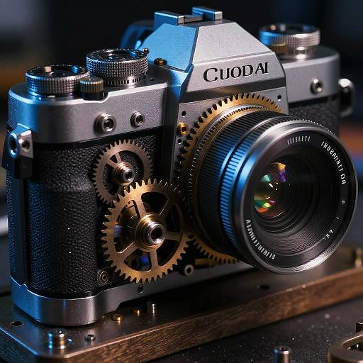 Intricate Steampunk Camera Macro Close-Up