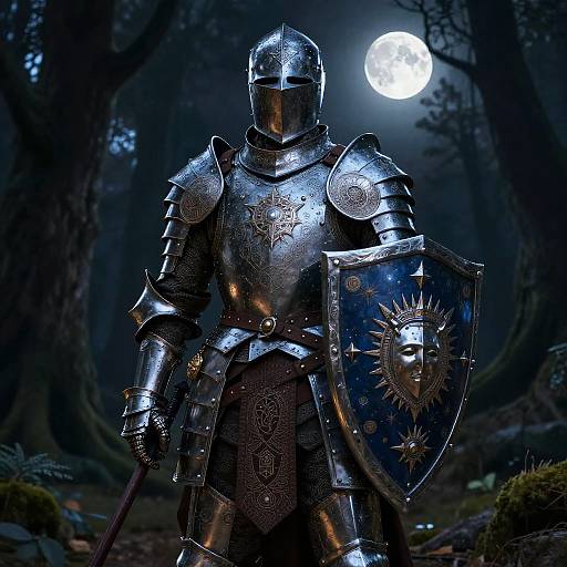 Epic Fantasy Knight in Enchanted Armor