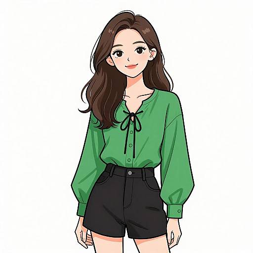 Smiling Woman in Casual Chic Outfit