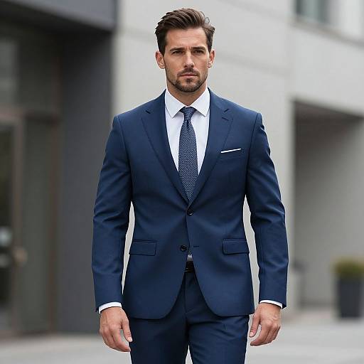 Confident Man in Stylish Blue Suit