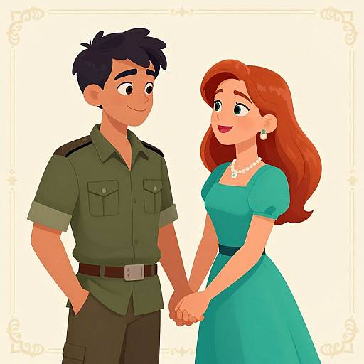 Animated Couple Holding Hands Warmly