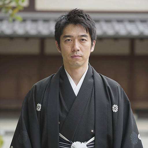 Japanese Man Wearing Traditional Kimono