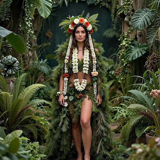 Woman in Mythical Floral Garden