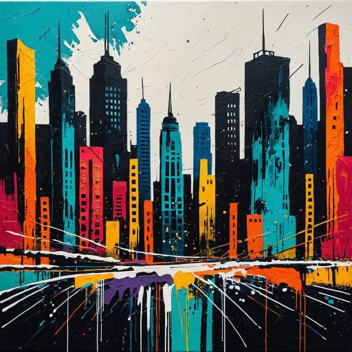Vibrant Abstract Cityscape Canvas Art