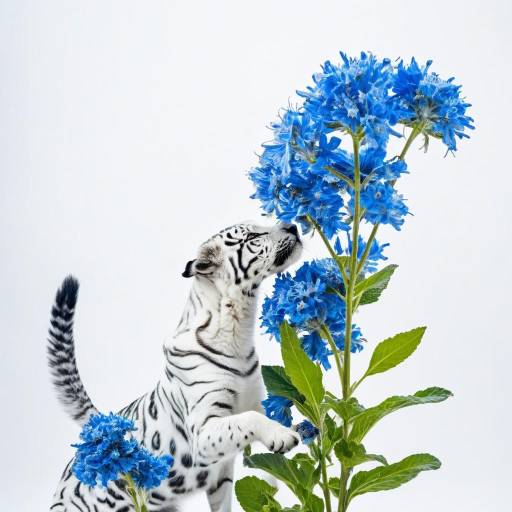 Solo Animal Portrait with Blue Flower