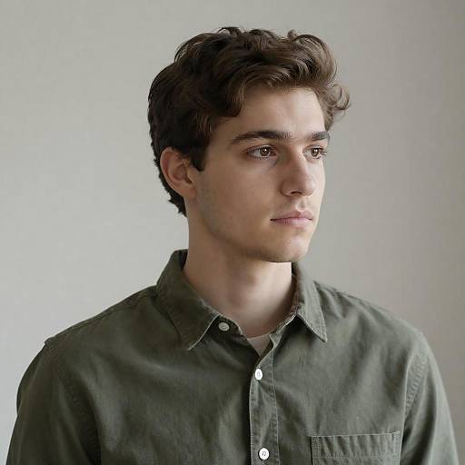 Young Man Portrait with Olive Green Shirt
