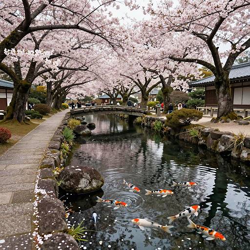 Serene Spring Japanese Garden Scene