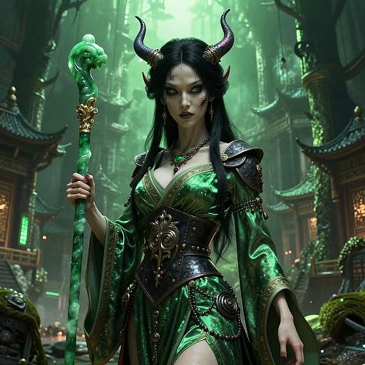 D&D Horror Female Tengu in Silk Gown