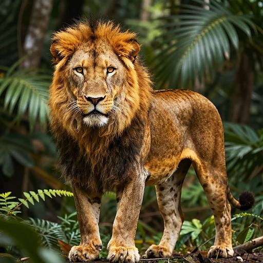 Majestic Lion-Jaguar Hybrid in Jungle