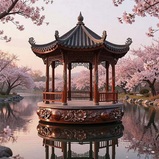 Mahogany Ring Gazebo in Cherry Blossom Dream