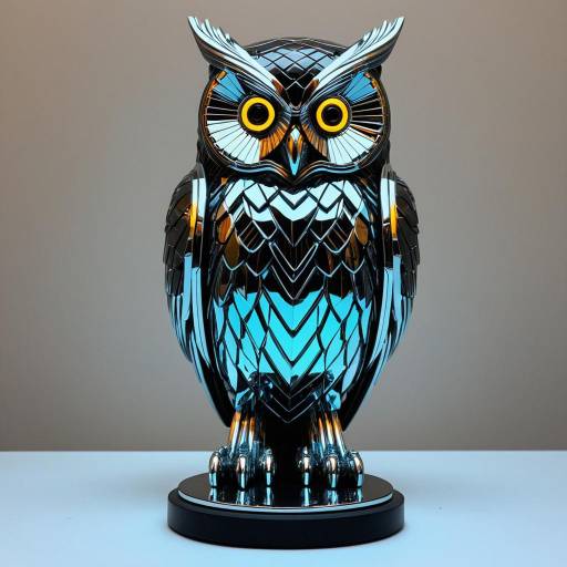 Futuristic Cyberpunk Owl Statue