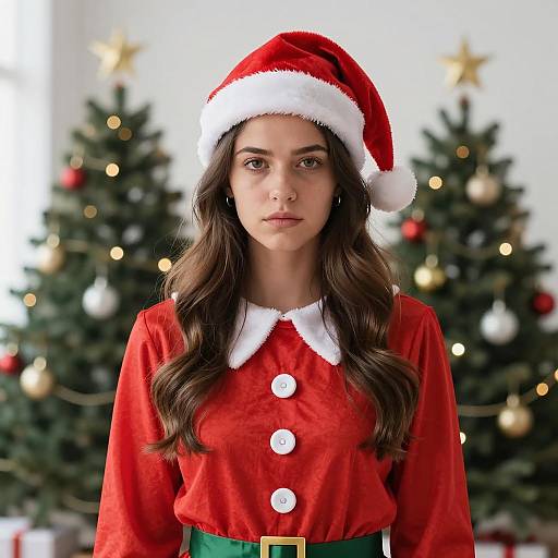 Woman in Christmas Elf Costume