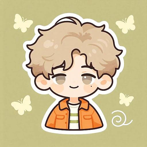 Charming Chibi Character Digital Sticker