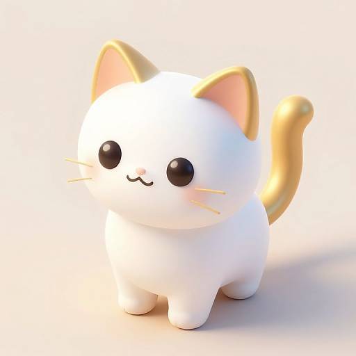Isometric White and Gold Cat