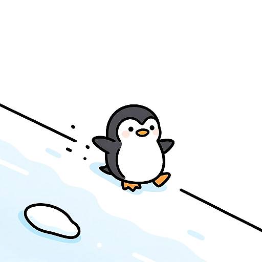 Joyful Penguin Sliding Line Art