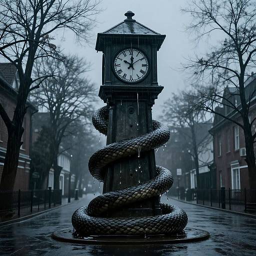 Serpentine Sorrow Around Timeless Clock Tower