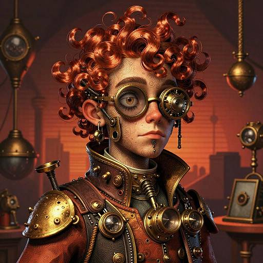 Quirky Steampunk Inventor Illustration