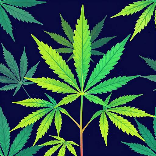 Neon Cannabis Leaves Vector Art