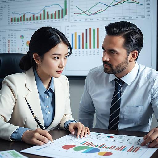 Business Professionals Analyzing Data Charts