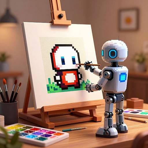 Pixel Art AI Robot Painter
