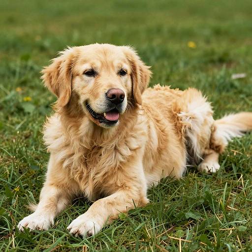 Golden Retriever Lying on Grass