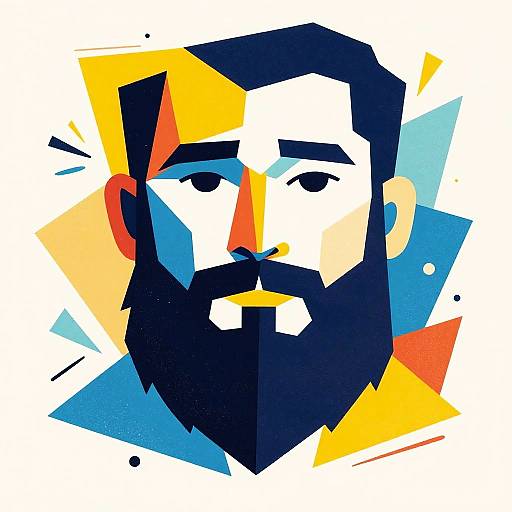 Abstract Geometric Beard Portrait
