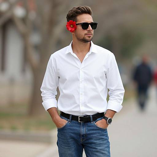 Casual Man Outdoors with Sunglasses
