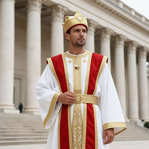 Regal Mature Man in Ornate Robe