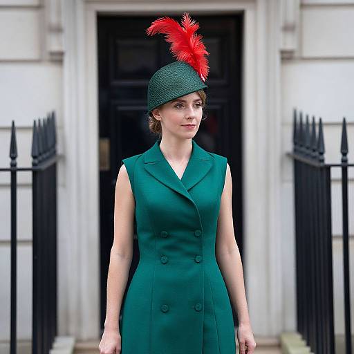 British Woman in Green Vest Costume