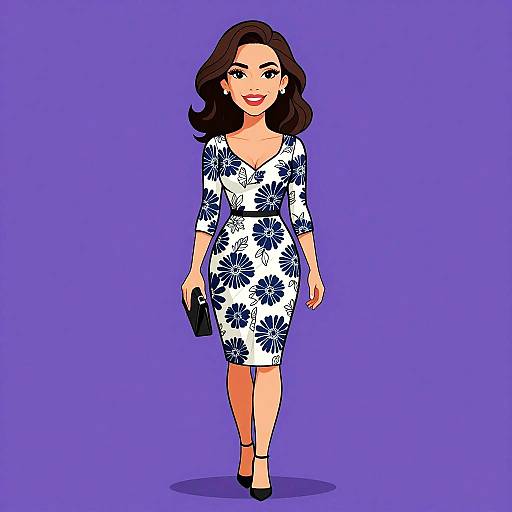 Smiling Woman in Floral Bodycon Dress