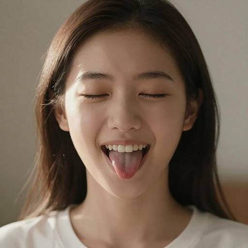 Young Woman Playfully Sticking Out Tongue