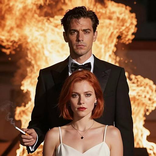 Dramatic Portrait of Elegance and Fire