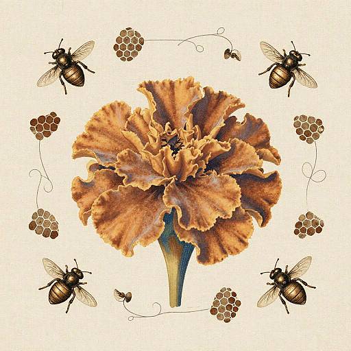 Muted Ochre Marigold Botanical Art