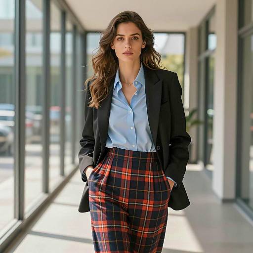 Chic Modern Plaid Outfit Photography