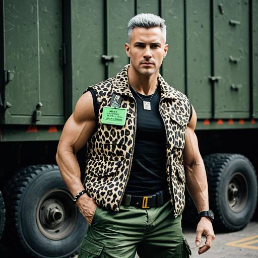 Cosplay of Muscular Male in Leopard Vest