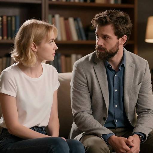 Cozy Evening Conversation on a Couch