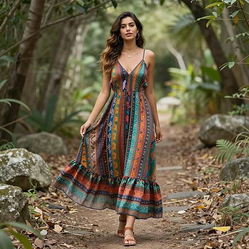 Young Woman in Bohemian Summer Dress